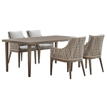 Armen Living Silvana 5 Piece Gray Aluminum Outdoor Dining Set with Gray Fabric 840254332935